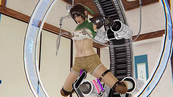 Yuffie de Final Fantasy es follada duro en una máquina sexual