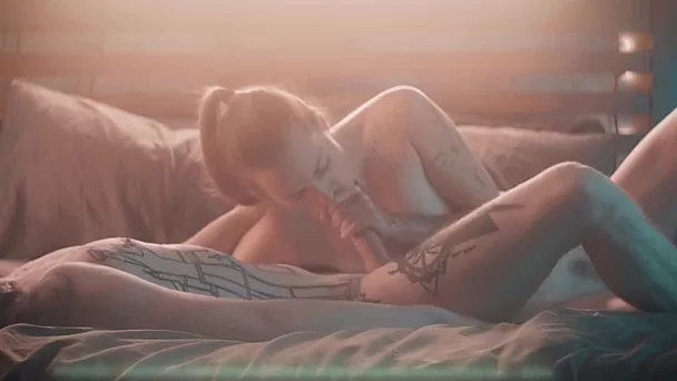 Scena di sesso orale cinematografica ed erotica con una coppia appassionata