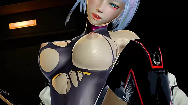 Cyberpunk Lucy gets fucked in reverse standing pose