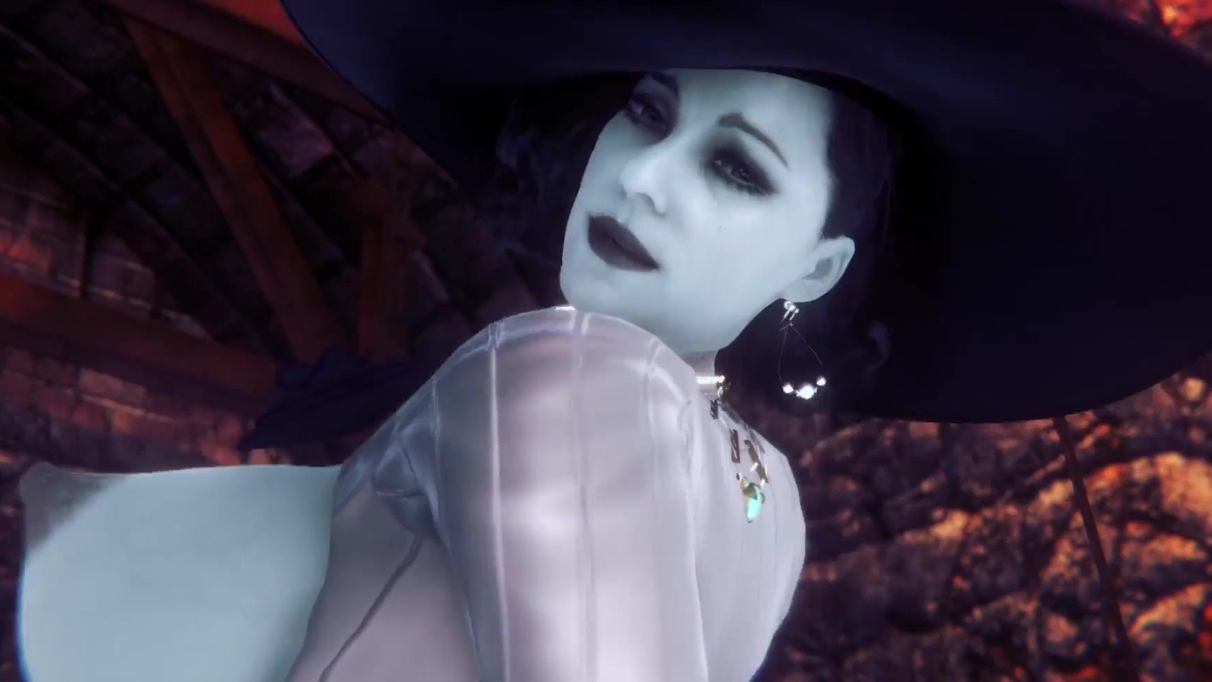 3D-Pornoparodie Die vollbusige Lady Dimitrescu von Resident Evil zeigt ihre Fähigkeiten im Schwanzreiten Foto Bild