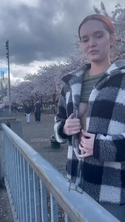 Thought my boobs looked great next to the cherry blossoms ;)