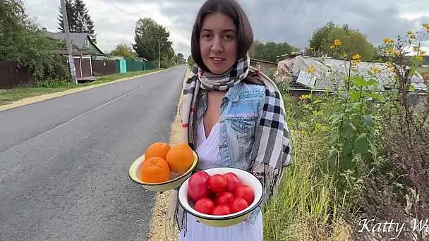I promised a russian village girl to buy all her goods if she fucked me in her greenhouse