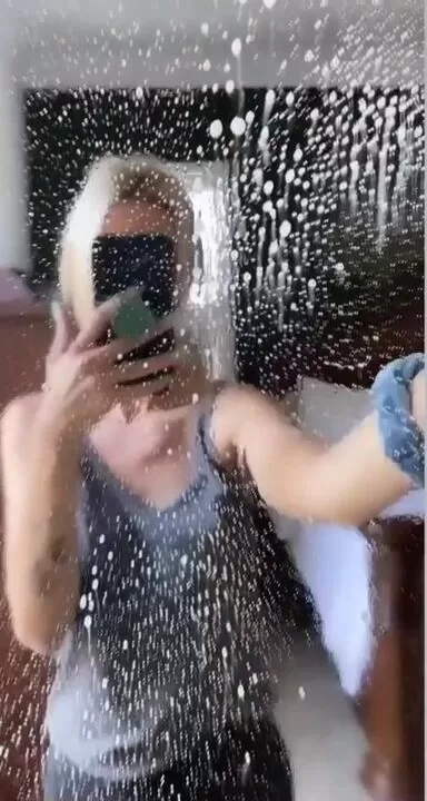 Cleaning the mirror so you have a better view when we fuck. I’m just the sweetest