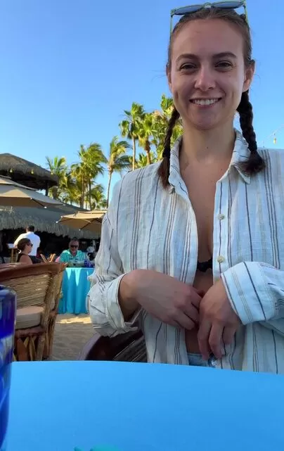 They asked me to put on my shirt at this BEACH restaurant, so I complied....and then pulled out my tits