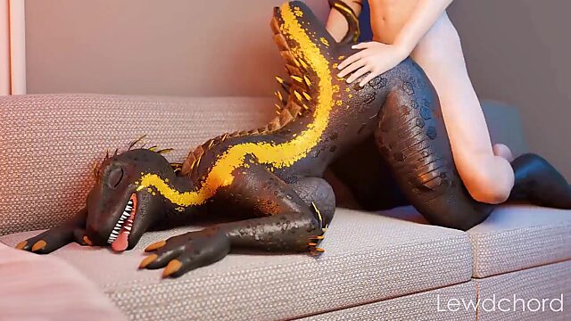 Hot 3D Furry Porn: Sexy Busty Lizard-girl Gets Doggy-fucked By a Man On the Sofa