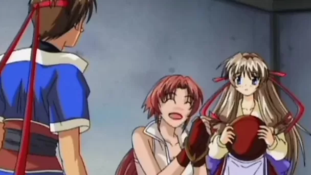 Anime-Mädchen hat von einem Abenteurer Cunnilingus und einen Schwanz in ihre Muschi bekommen