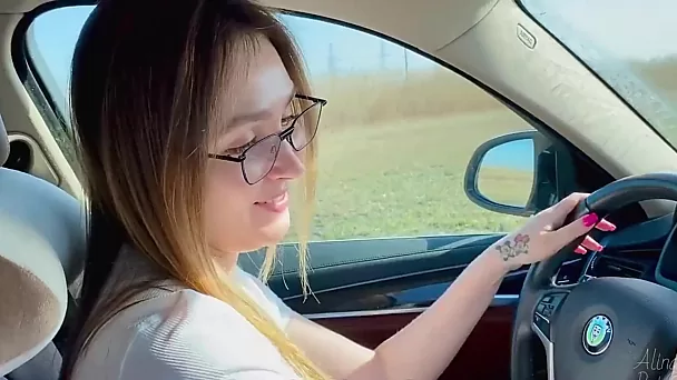 Driving lessons with stepmom ends with passionate sex in a car