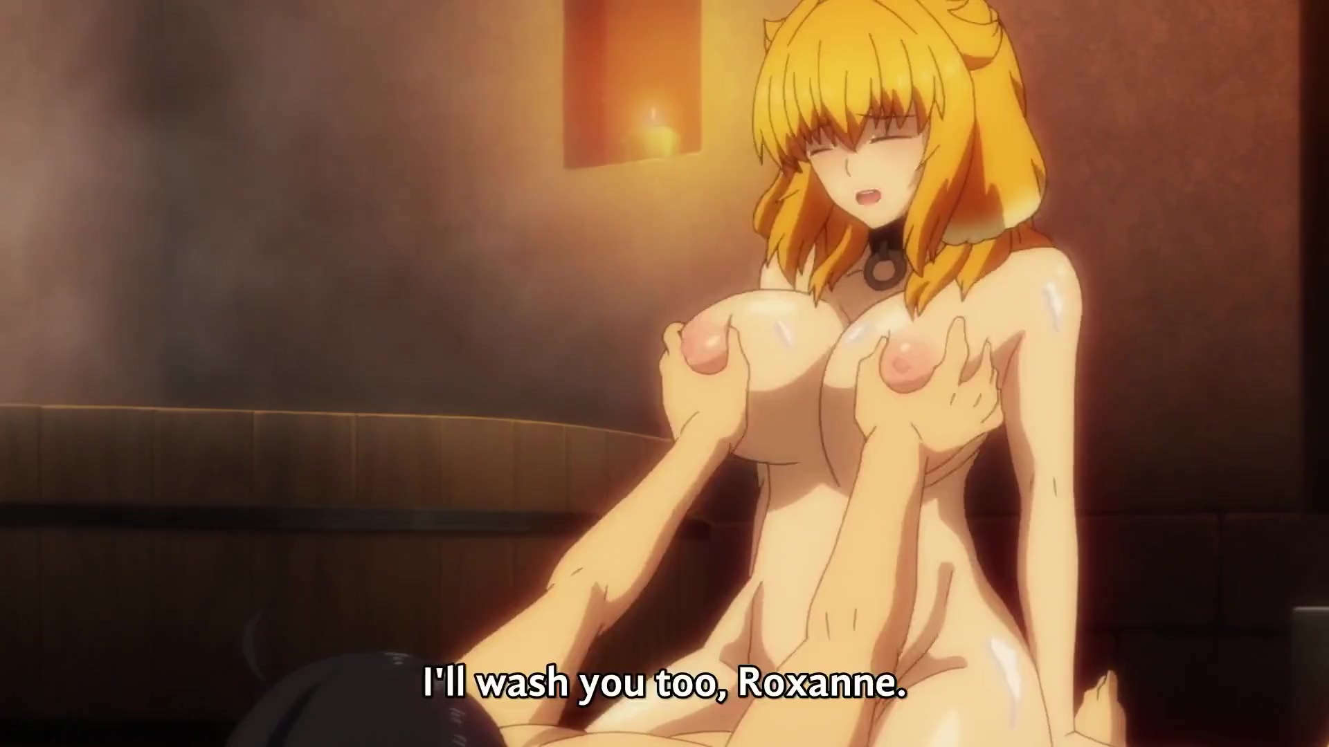 Anime babe Roxanne and her bouncing boobs when she rides on cock image