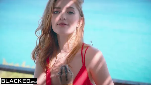 Beautiful Redhead Model cheating on the public beach with BBC