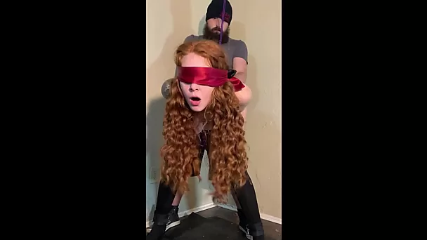 Amateur BDSM with a ginger slut squirting in bondage