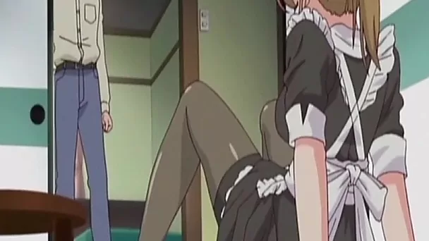 Hentai Maid touche sa chatte humide et frotte le clitoris jusqu'à l'orgasme