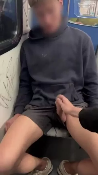 Milf jerks off teen on subway