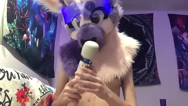 Shemale Furry benutzt Vibrator an ihrem Schwanz – Amateur-Solo