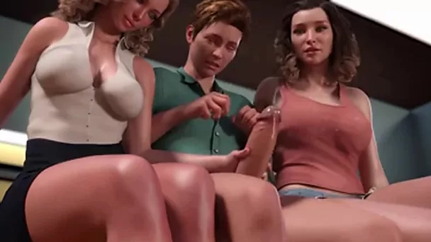 Begrijpende MILFs nemen de controle over een jongere pik in een taboe hentai video
