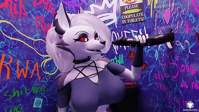 3D Furry-porn: Hellhounds Copulate In the Public Toilet Of the Night Club