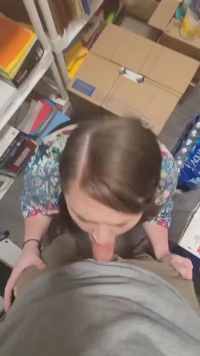Sucking off my side dick in the supply closet at work