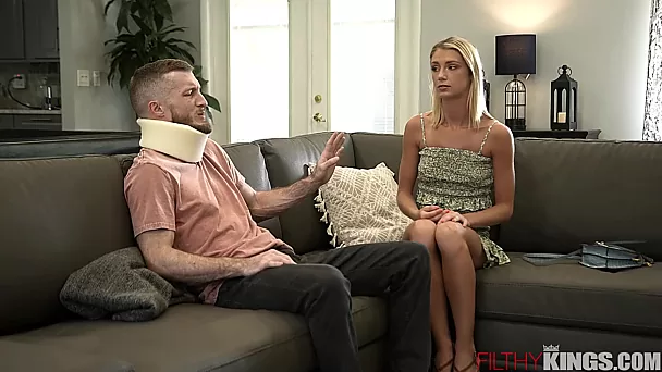 The guy miraculously heals his neck when his girlfriend wants to fuck