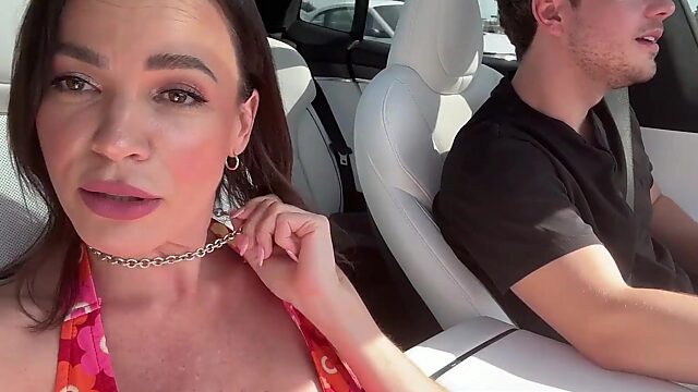 Public fuck big-breasted MILF in car with big cock