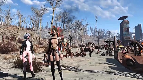 Fiesta bdsm intensa en el juego Fallout 4.