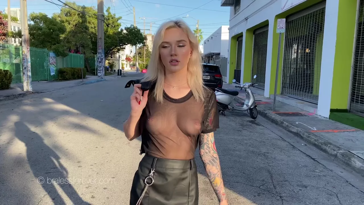 Braless and bouncy in public