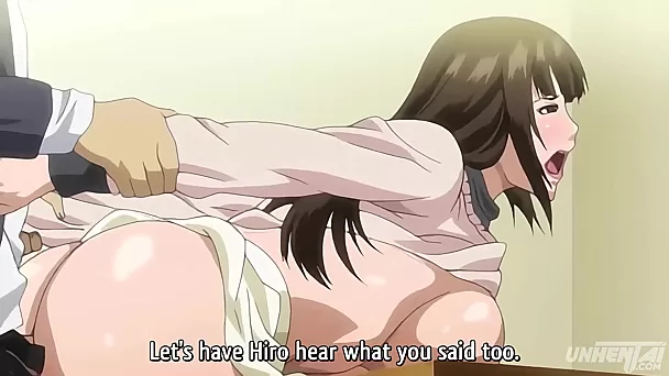 Hentai: una segunda chica es follada duro por un chico con gafas, justo encima de la mesa.