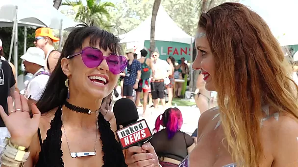 Xbiz Miami Interviews with famous pornstars at the pool party