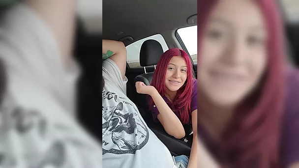 Fucked my horny step-sis in a car, We have almost caught!