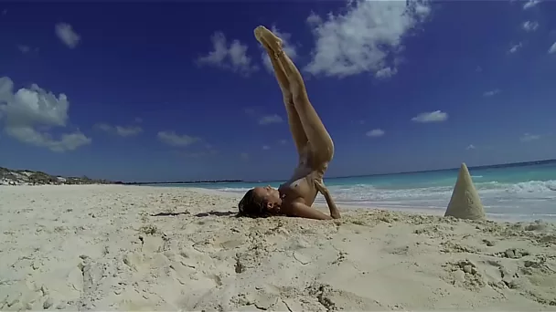 Katya Clover having fun in the nudist beach