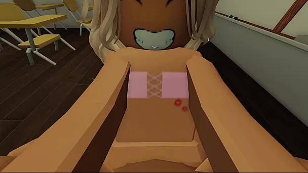 Colegial loira excitada do roblox perfurada por seu professor excitado