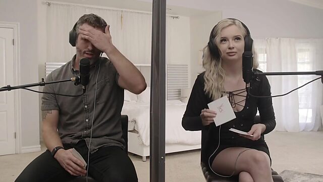 Sexy blonde seduced a guy on a podcast.