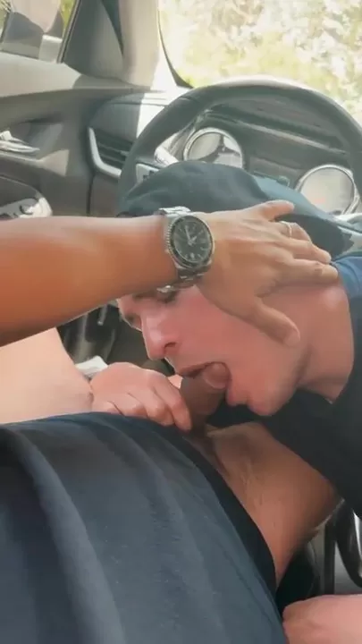 Sucking daddy in the car