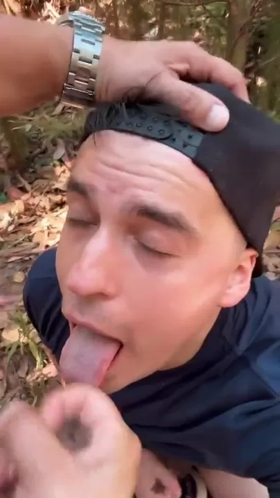 Waiting patiently for that hot cum during my trip to the woods