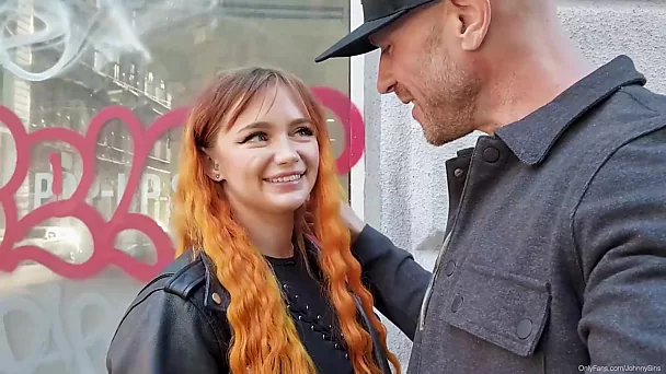 Johnny Sins meets pretty redhead teen on the street and obviously he fucks her real good in his hotel room