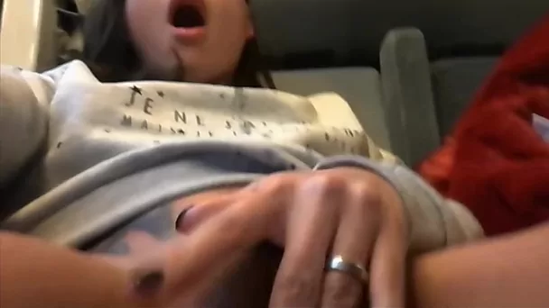 French girl decided to rub her clit while on the train