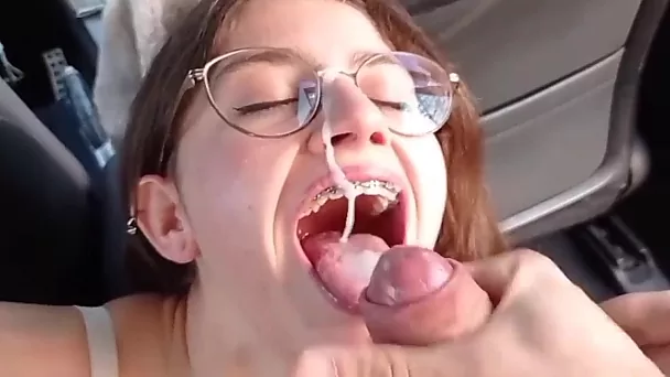Facial cumshot compilation with innocent looking teen girl