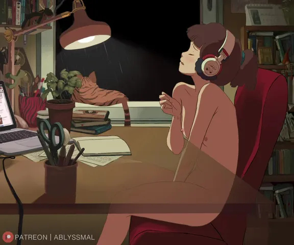 Lofi girl taking a study break GIF by ablyssmal