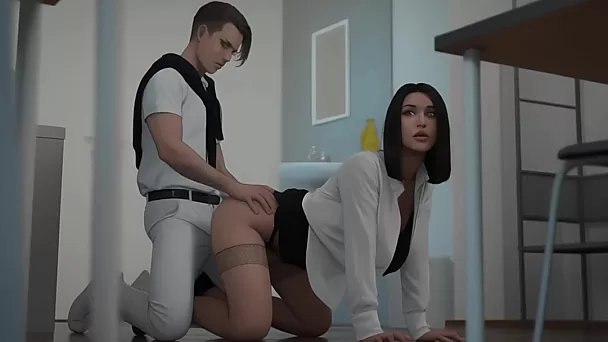 Cheeky Student Resorts To His Ability To Stop Time To Fuck & Creampie His Sexy Fit Brunette Teacher