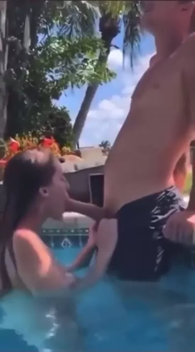 Blowjob at a not so private pool
