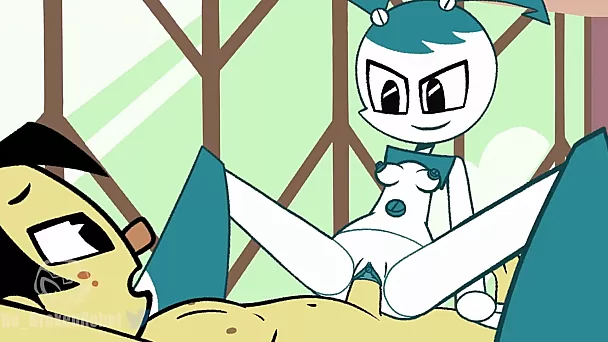 Une adolescente robot suce la bite de son ami et le chevauche en dessin animé