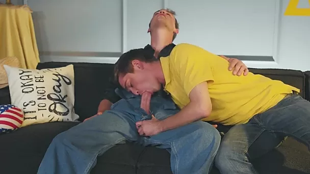 Cute gay cleaners get to know each other better during their lunch break.