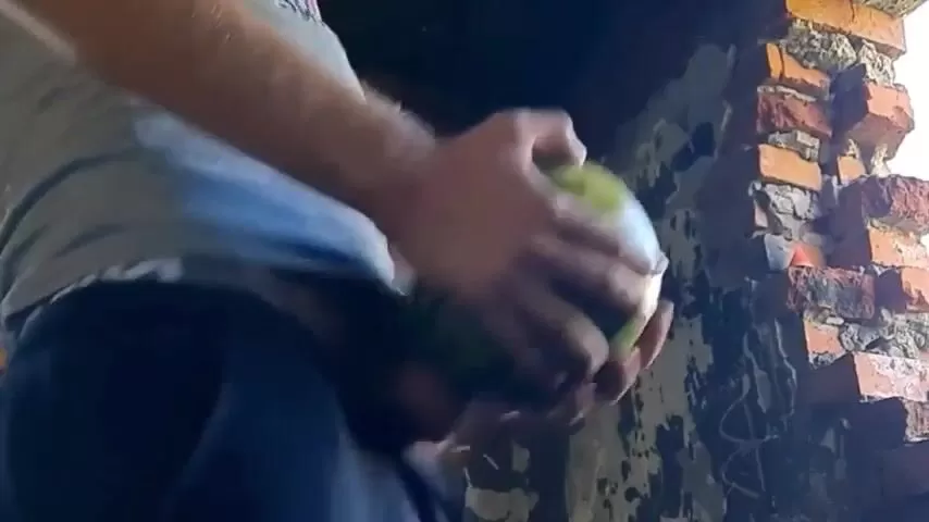 Guy fucks a watermelon then has a great cumshot