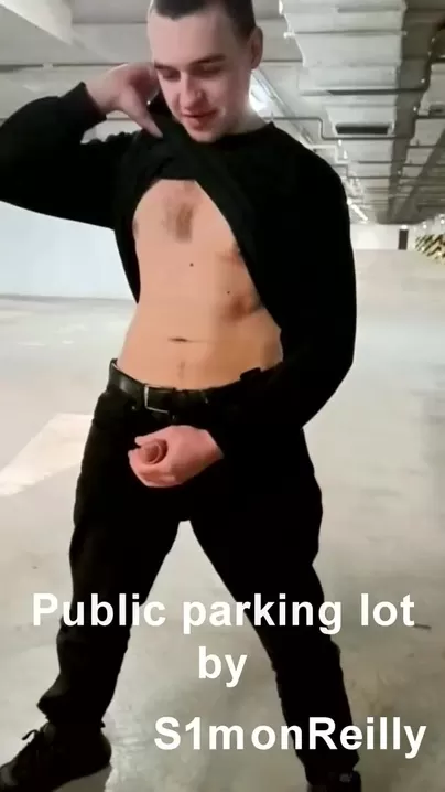 Just me shooting cum in the middle of the public parking lot.