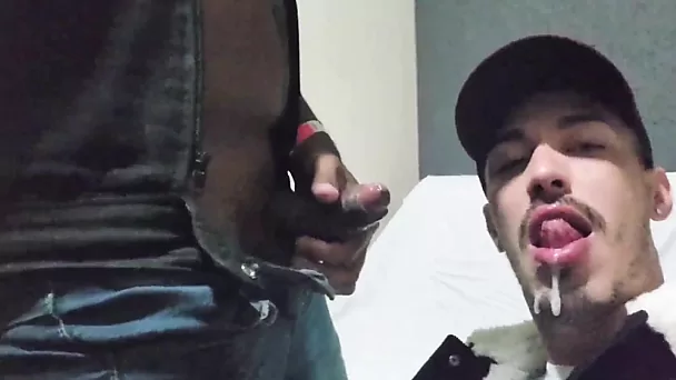 Submissive Brazilian Twink Lets a Black Security Guard Cum In His Mouth & Fuck Him In the Backroom