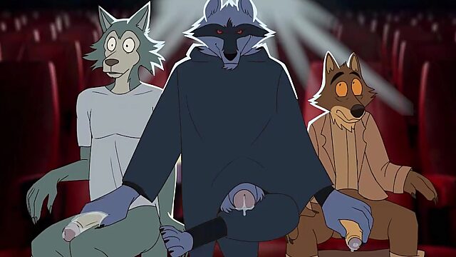 Gay Furry Cartoon: DILF Wolf Has Gay Fun With Two Twink Wolves In the Cinema