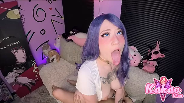 Cute ahegao teen is riding her roommate's cock like a real pro