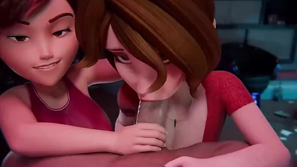 Deux milfs animées en 3D font plaisir à un mec dans un trio torride