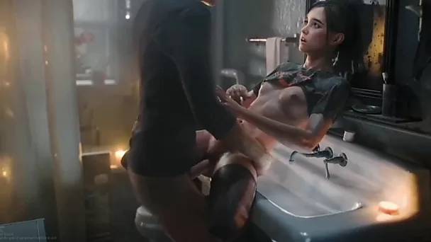 Porno 3D: la bella adolescente snella Ellie (The Last of Us) succhia un grosso cazzo e si fa trapanare la figa duramente