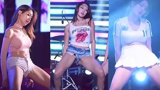 Tanzende Mädchen necken sich mit fitten Körpern in einer gemischten K-Pop-PMV-Zusammenstellung