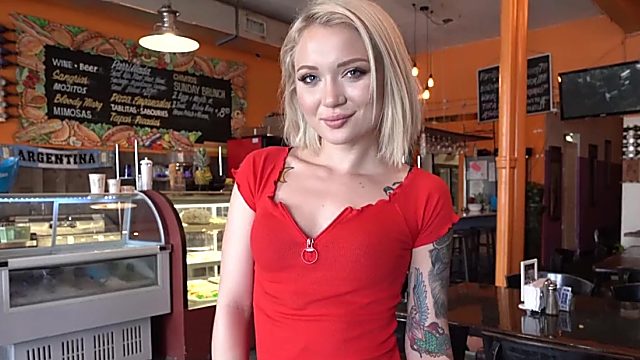 Horny waitress hooker is ready for fuck