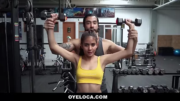 Young latina whore continues her work out with horny coach